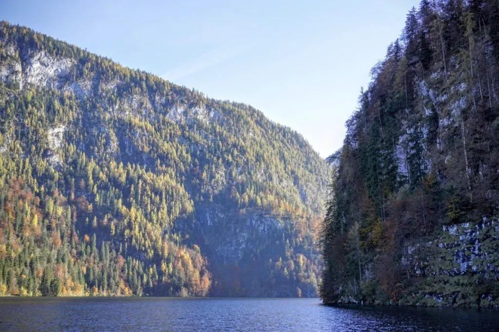 The sparkling, emerald green waters of the Koenigssee.