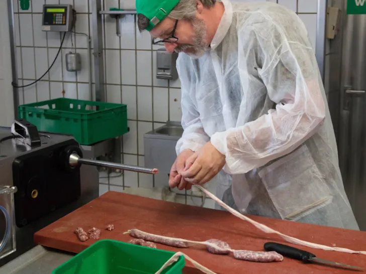 Jim is learning how to make traditional bratwurst in Nuremberg.