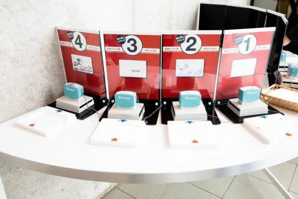 Stamps showing how a wood print works.