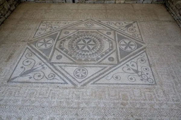 Ancient Roman mosaic in Montenegro.