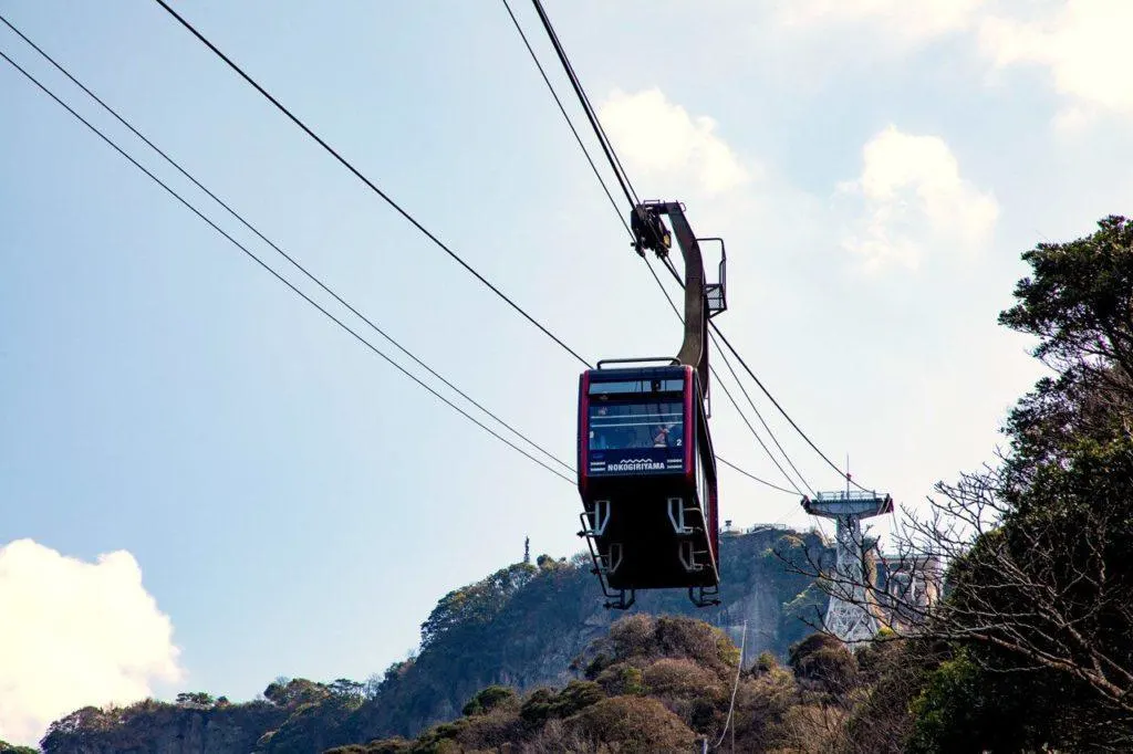 Car heading up on the Nokogiriyama Ropeway.