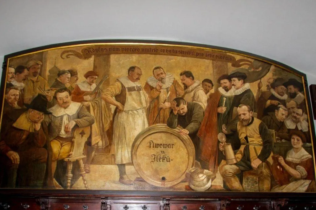 Mural in U Fleku, one of our favorite restaurants in the city.