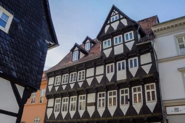 Designs painted under the windows.