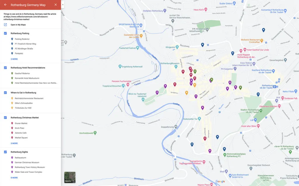Walking map for Rothenburg ob der Tauber Christmas Markets