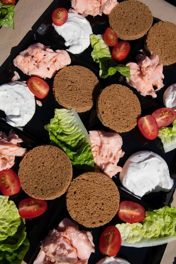 Salmon spread with rye bread in Sweden. 