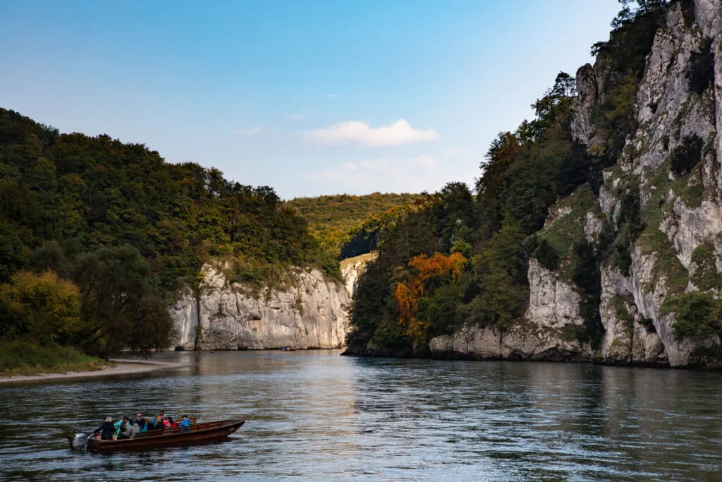 Boats of all sizes ply the Danube near Weltenburg.