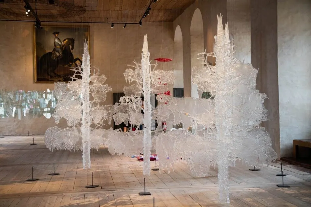 Glass art display in Kalmar castle.