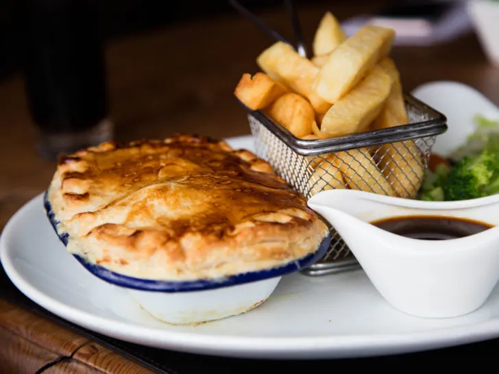 Eating a traditional British pie in a pub in the UK is imperative, or you can make our recipe for Chicken and Leek pie from this recipe.