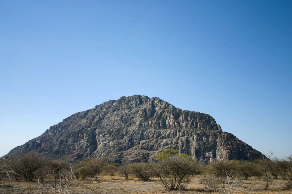 One of the four sacred Tsodilo Hills near the Kalahari Desert, Botswana.