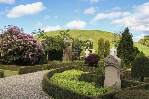 Ancient cemetery and burial mound in Jelling, Denmark.