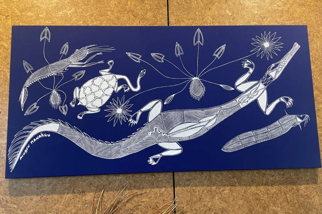 Australian Aboriginal art on display at the Warradjan Aboriginal Cultural Centre.